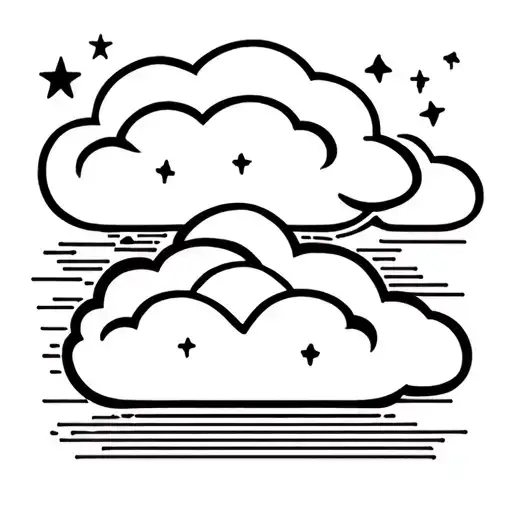 Clouds and stars shading tattoo design idea