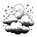 Clouds and stars shading tattoo design idea