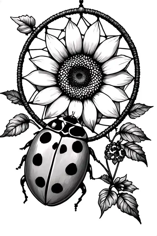 ladybug, sunflower, Disney, dreamcatcher, Maryland tattoo design idea