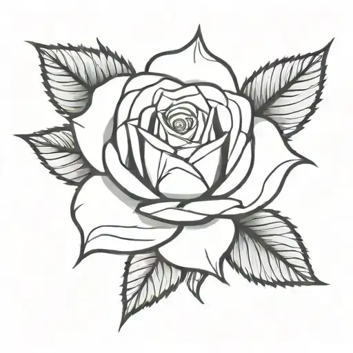 1 single rose with 1 to 2 leaves with thorns here and there. The full flower. tattoo design idea