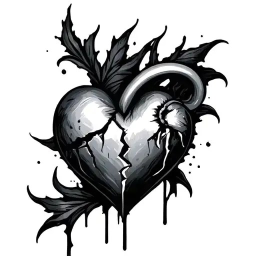 broken heart tattoo design idea