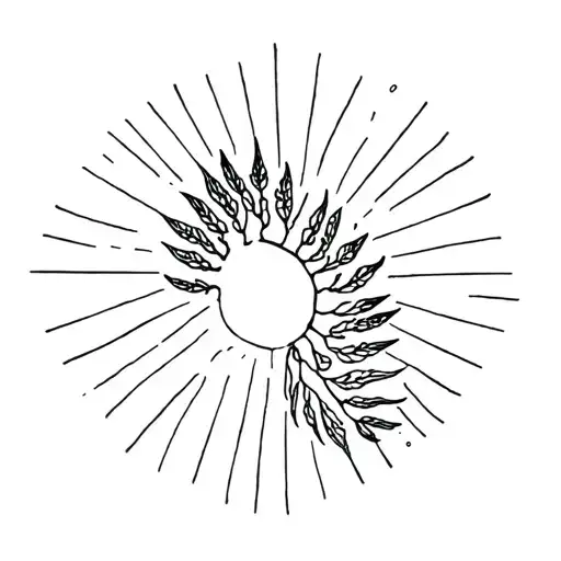 fiddlehead fern and sun rays tattoo design idea