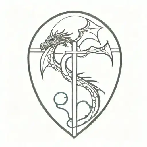 cross with dragon  tattoo design idea