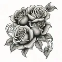 two roses intertwined tattoo design idea