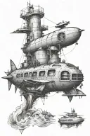 submarine navigating tattoo design idea