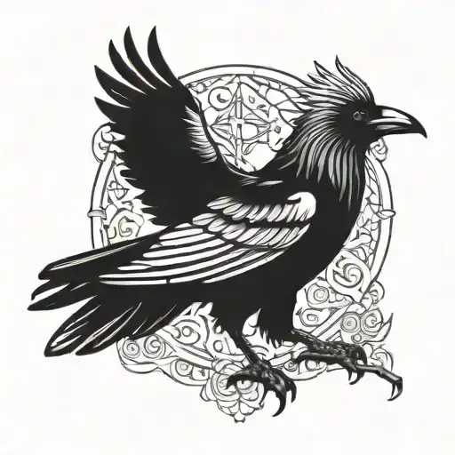 druid crow tattoo design idea