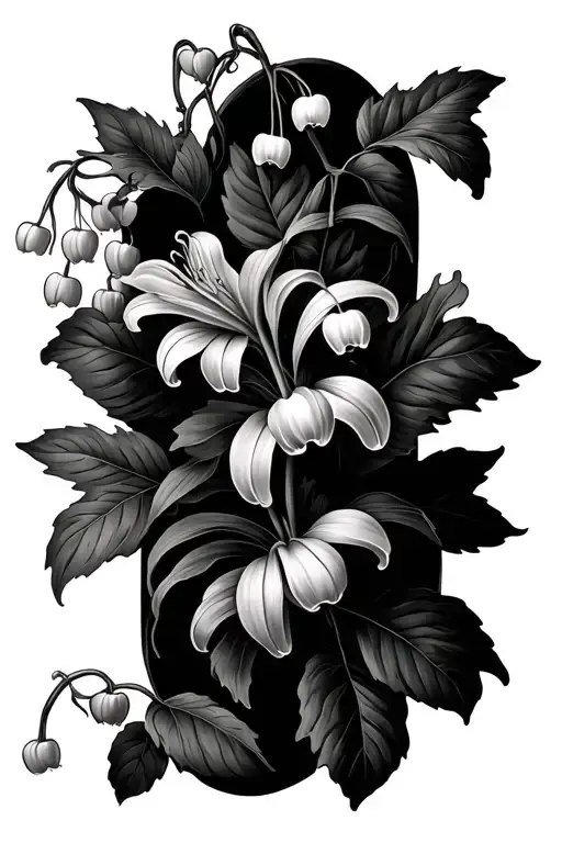 wrap around vine with lily of the valley tattoo design idea
