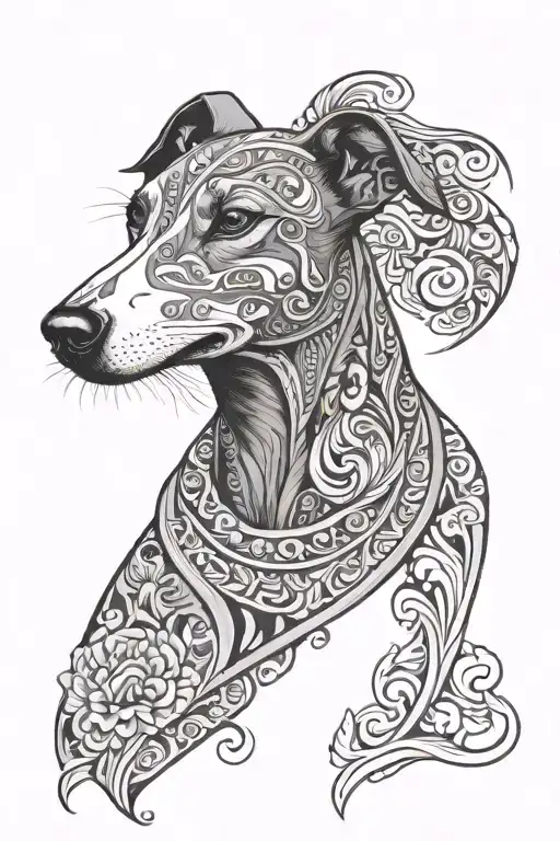 sicilian themed greyhound tattoo design idea