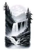 waterfall tattoo design idea