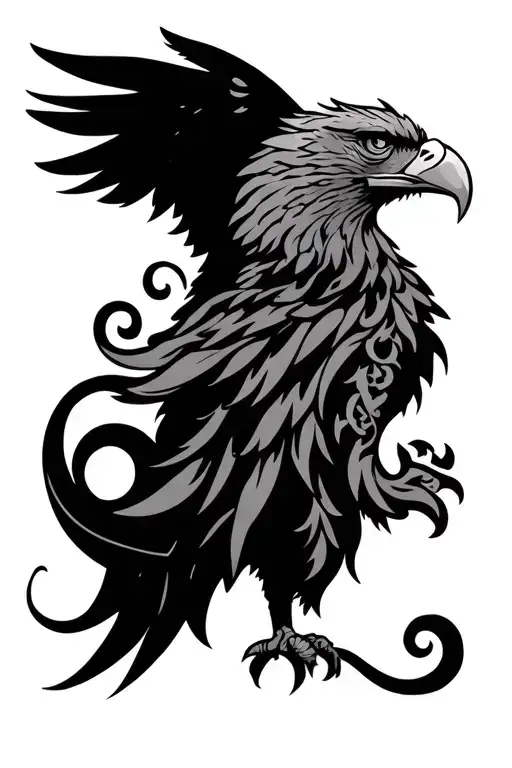 pictish swirl with beast and eagle tattoo design idea