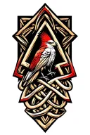 Red Kite surrounded by a triangle made from a celtic trinity knot tattoo design idea