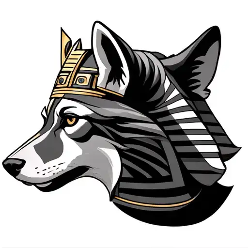 wolf and king tut  tattoo design idea
