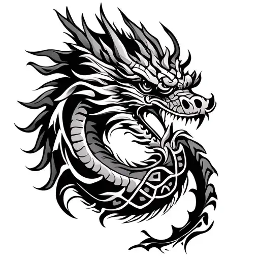 dragon Polynesian Maori style tattoo tattoo design idea