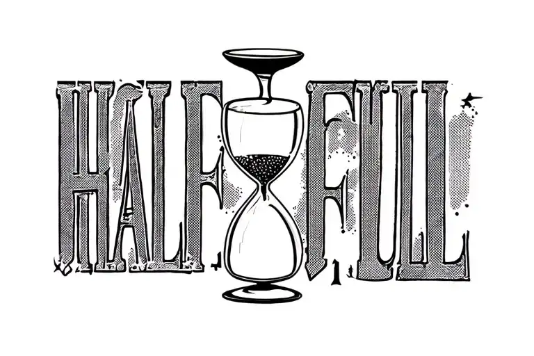 "GLASS HALF FULL " hour glass tattoo design idea