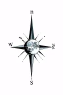 waxing gibbous moon with simple compass in memory of daddy tattoo design idea