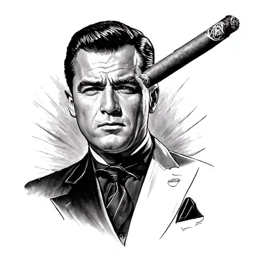 James Bond with cigar tattoo design idea