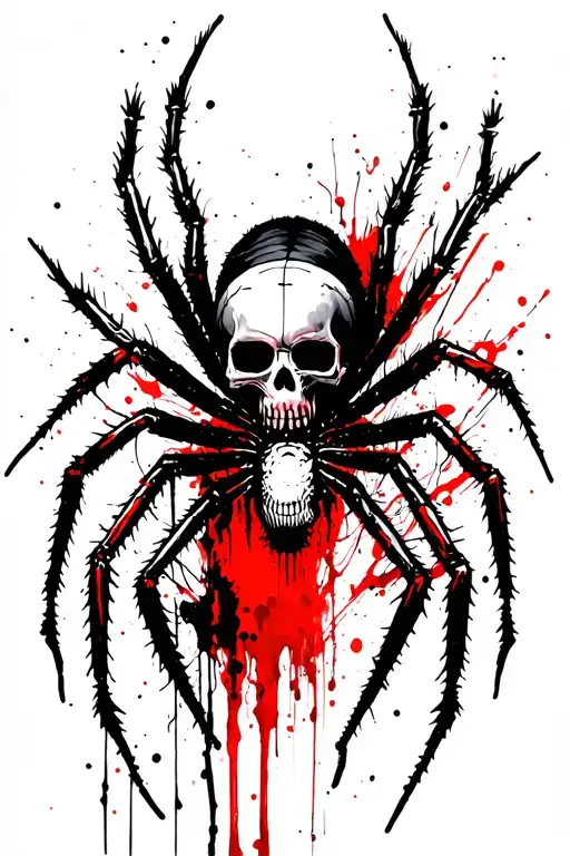 spider with skull tattoo design idea