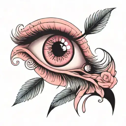 eye with pink lashes  tattoo design idea