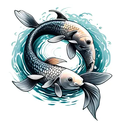 koi fish in a pond representing passed family members tattoo design idea