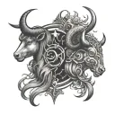 taurus virgo Capricorn zodiac signs merged tattoo design idea