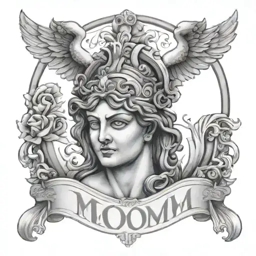 Greek god and word mom tattoo tattoo design idea