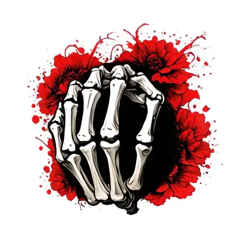 Skeleton hand with red color tattoo tattoo design idea