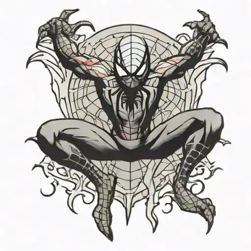 japanese traditional spiderman logo tattoo design idea