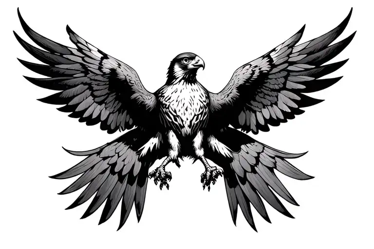 falcon spreading wings tattoo design idea