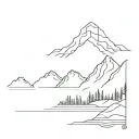 ocean and mountain range tattoo design idea