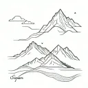ocean and mountain range tattoo design idea