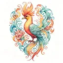 heart phoenix tattoo design idea