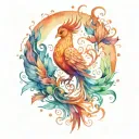 heart phoenix tattoo design idea