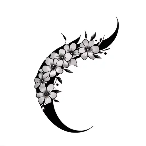 boomerang with flowers intertwined tattoo design idea