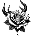 Rose devil horns tattoo design idea