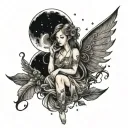 moon and fairy  tattoo design idea