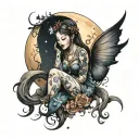 moon and fairy  tattoo design idea