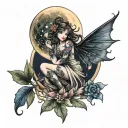 moon and fairy  tattoo design idea