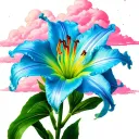 Daylily with pink clouds in the background tattoo design idea
