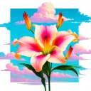 Daylily with pink clouds in the background tattoo design idea