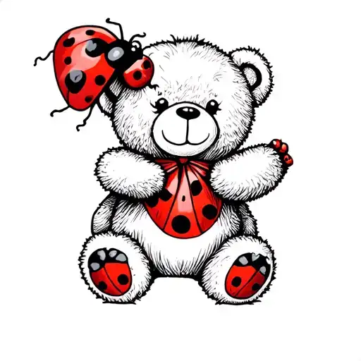 ladybug on a teddy bear tattoo design idea