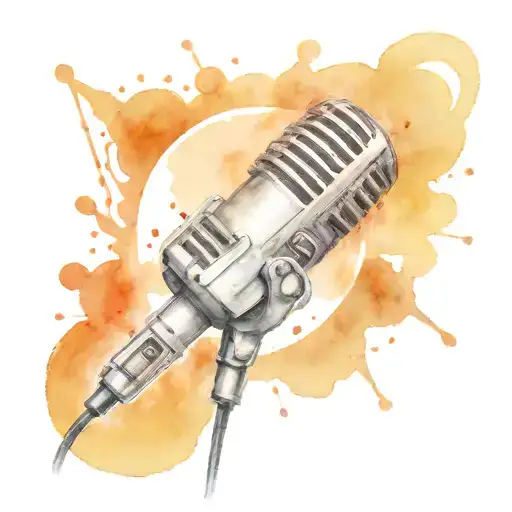 old school microphone surrounded by musical tattoo design idea