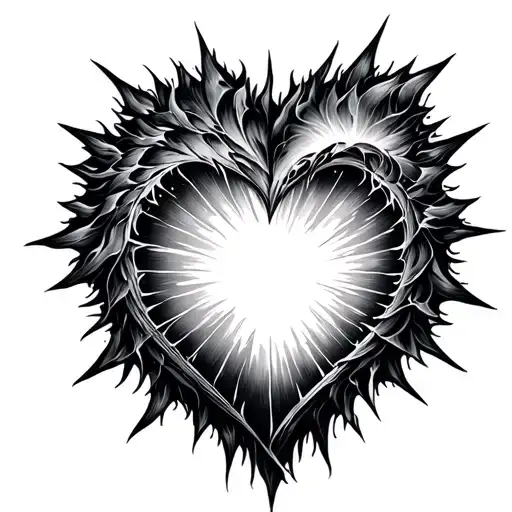 Supernova heart shape inside tattoo design idea