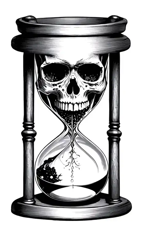hourglass with skull as bottom half tattoo design idea