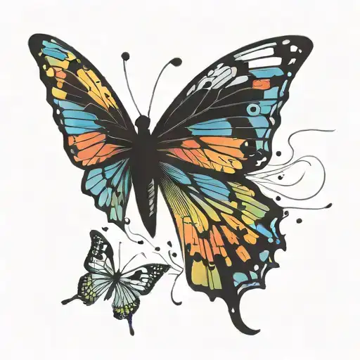 semi colon butterfly rainbow tattoo design idea