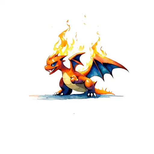 charizard burning tattoo design idea
