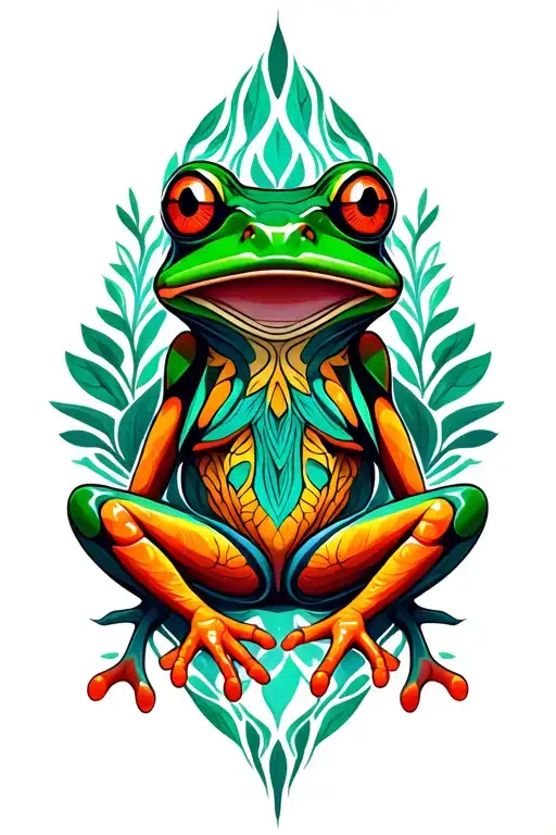 Ayahuasca vine entwined, kambo frog tattoo design idea