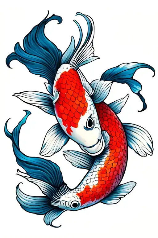 kabuki koi fish swimming tattoo design idea