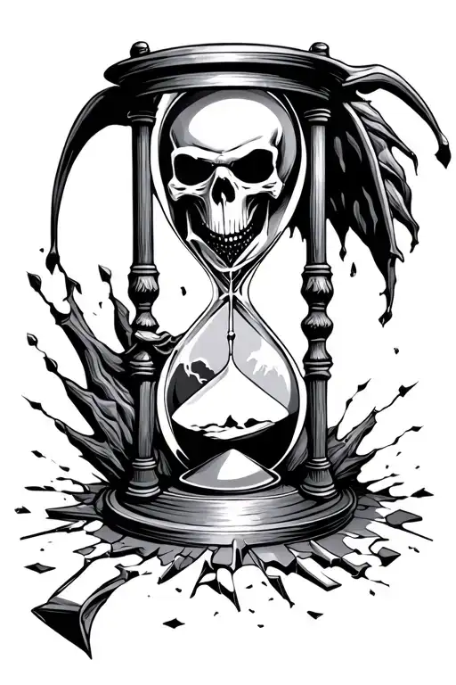 reaper death hourglass broken at the bottom tattoo design idea