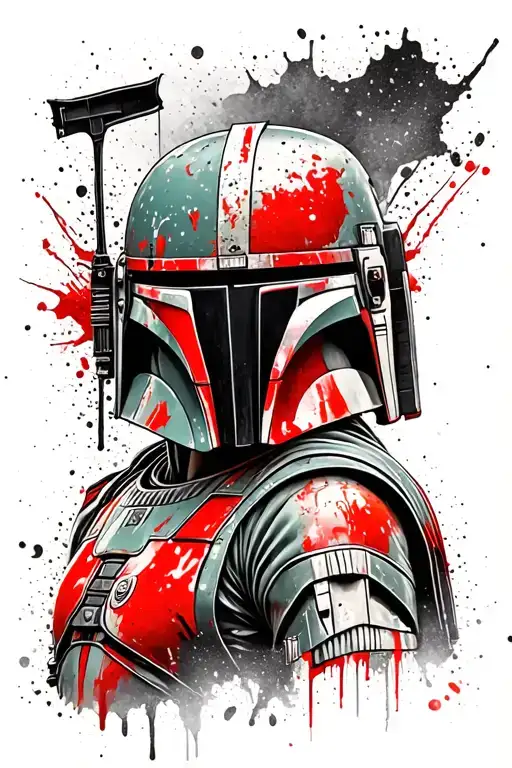 arsenal cannon and boba fett helmet tattoo design idea