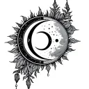 Libra, sun moon phase tattoo design idea